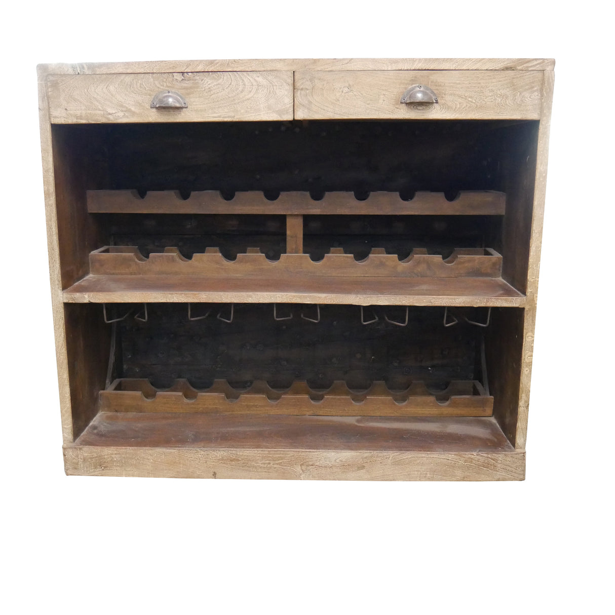 Ranch Style Rustic Wood And Metal 60 in. Wide Serving Bar Cabinet