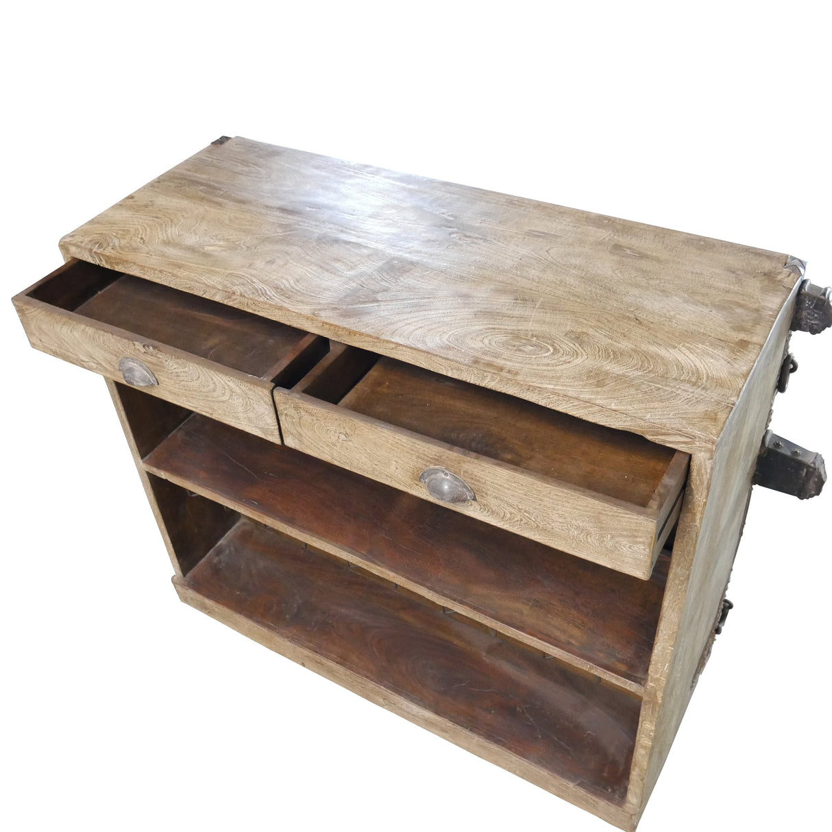 Ranch Style Rustic Wood And Metal 60 in. Wide Serving Bar Cabinet