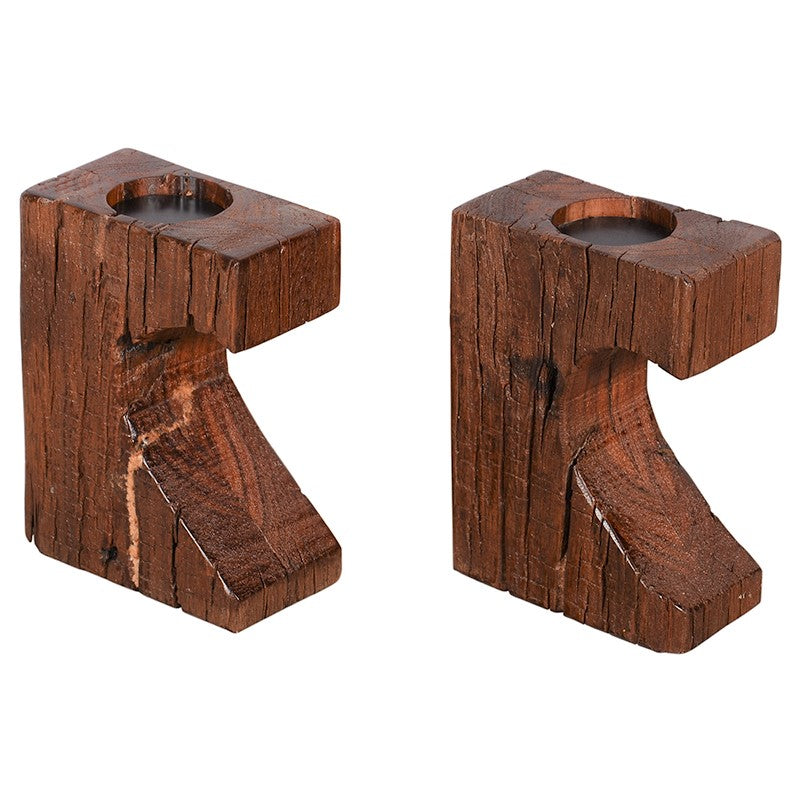 Ranch Style Aged Rail Road Ties Repurposed Rustic Candle Holder