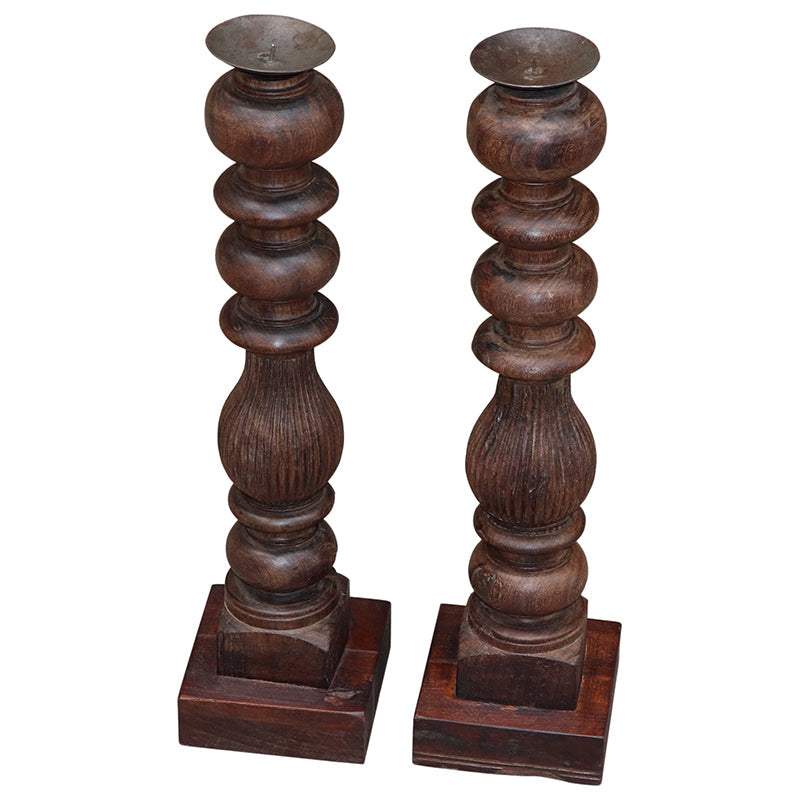 Carved Bedpost Candlesticks