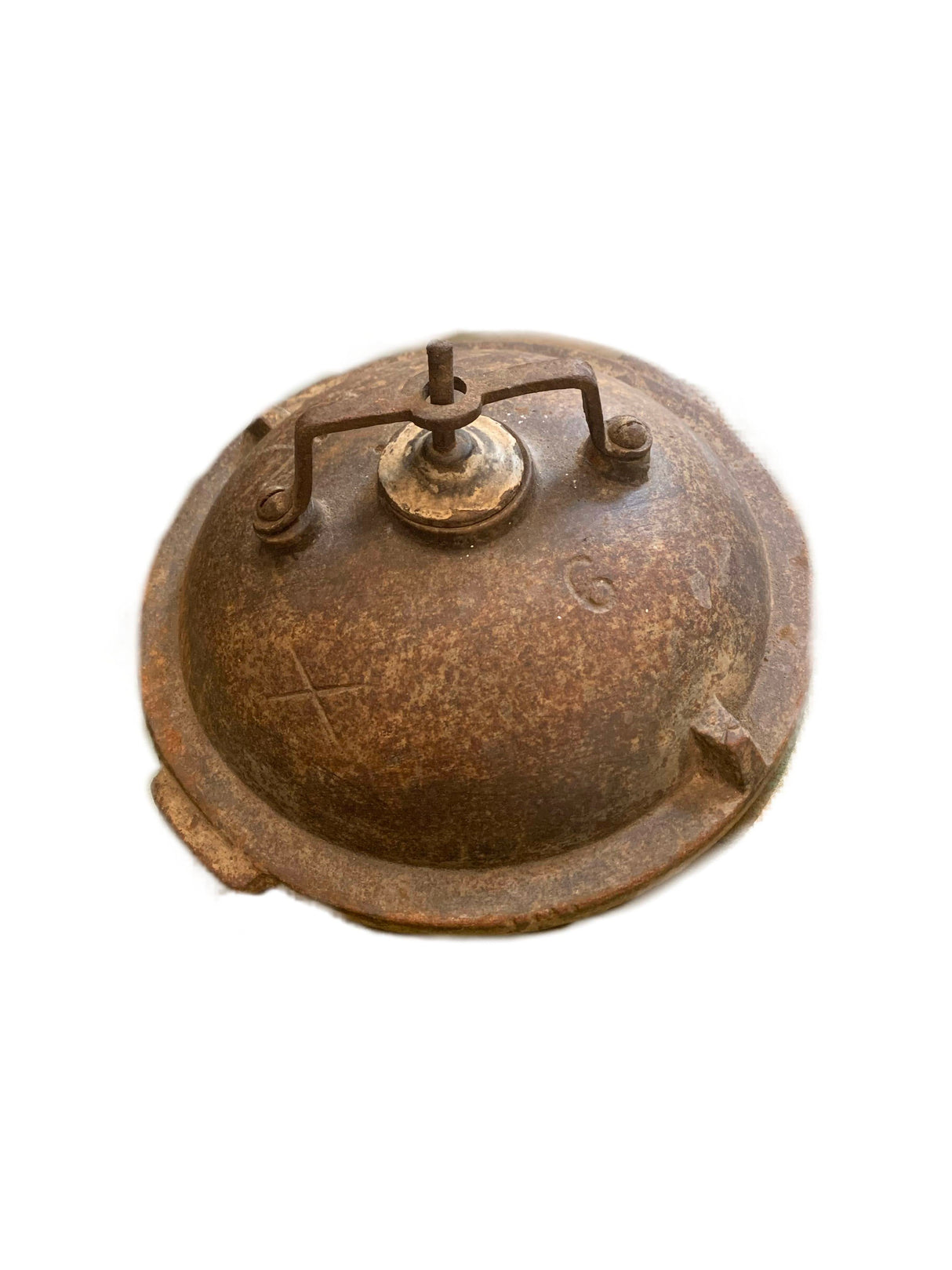 Antique Rustic Iron Double Walled Pressure Cooker With Lid