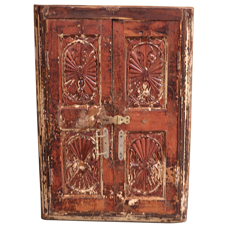 Antique Carved Window With Frame Distressed Rustic Wall Art