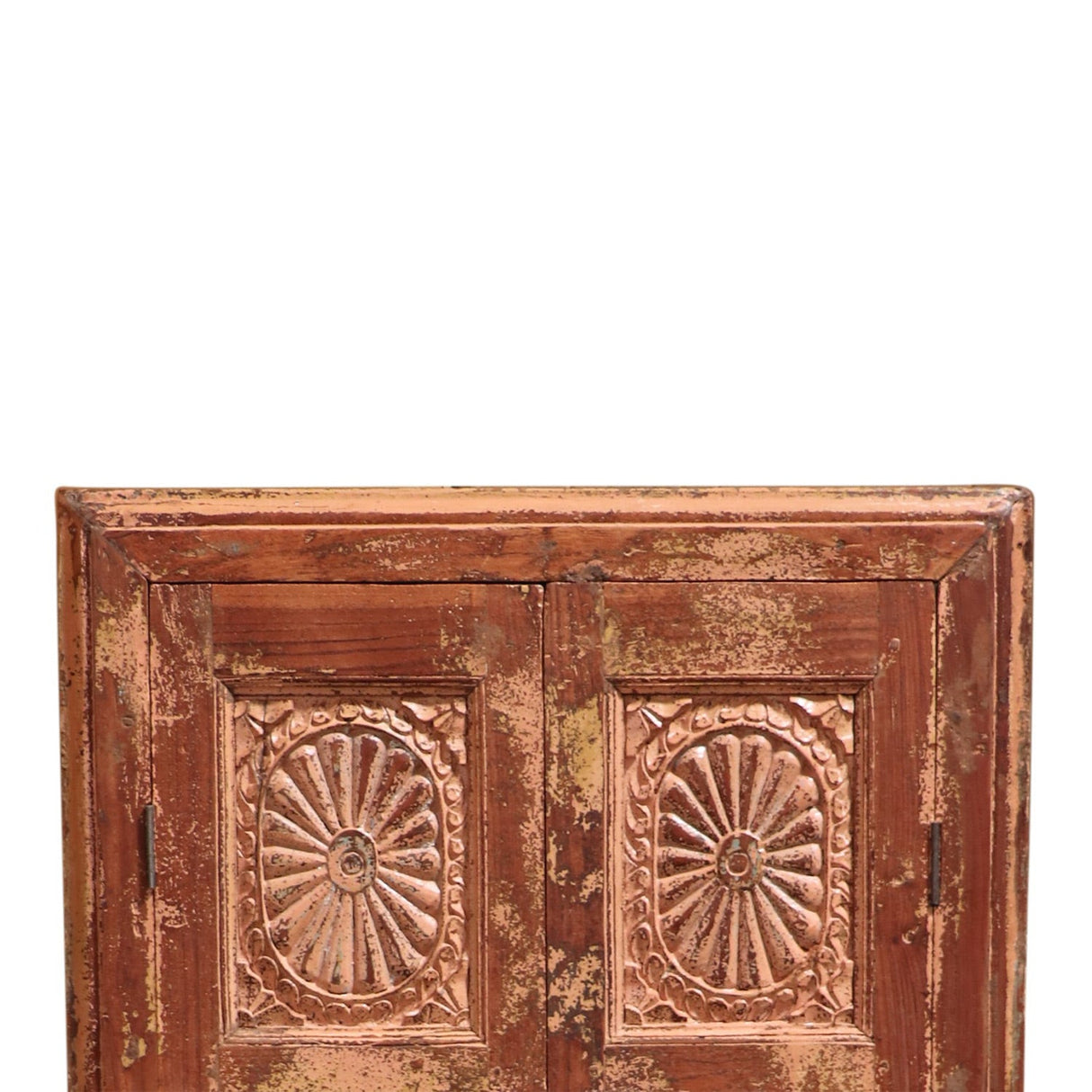 Antique Teak Wood Carved 54" Tall Door Distressed Wall Hanging