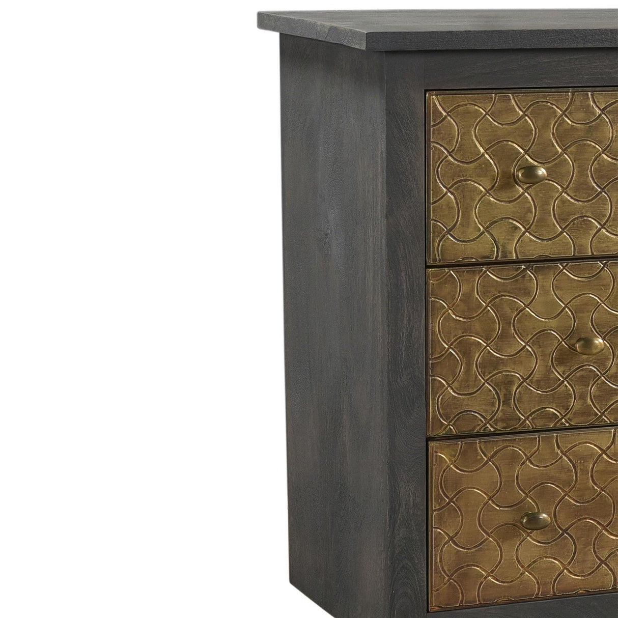 Mid Century Mod Mango Wood 7 Drawers Dresser With Brass Accent