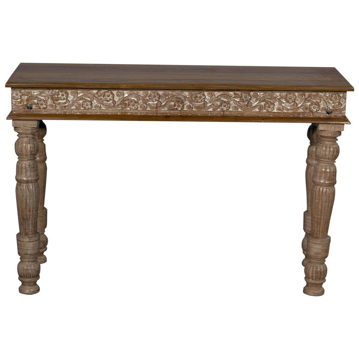 Farmhouse Style Solid Wood Carved 48" Long Distressed Sofa Table