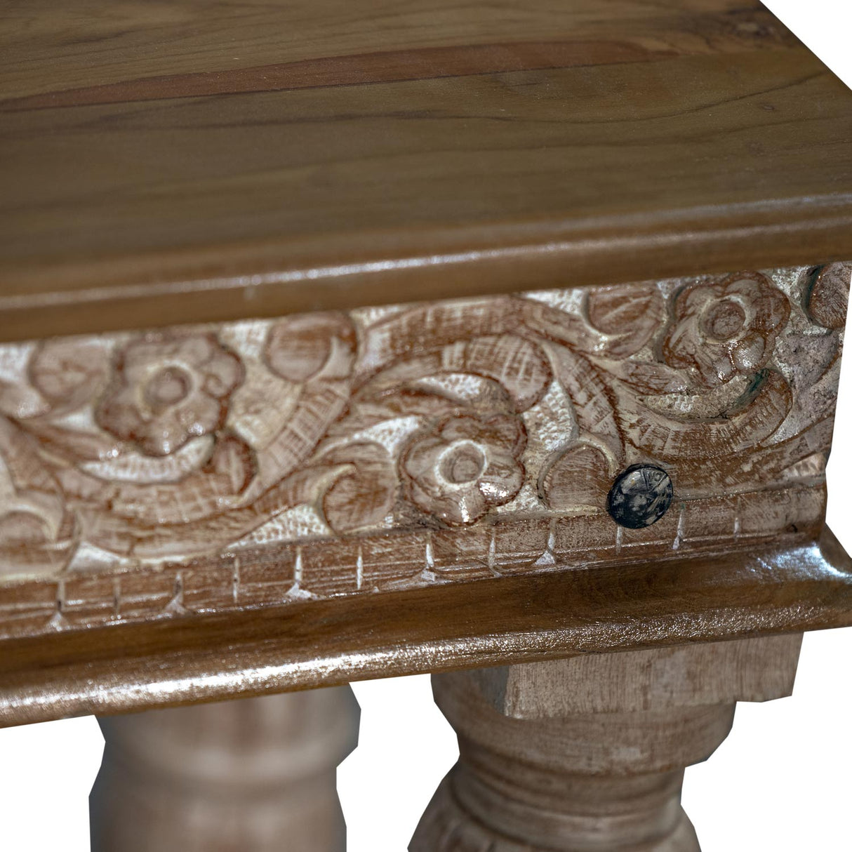 Farmhouse Style Solid Wood Carved 48" Long Distressed Sofa Table