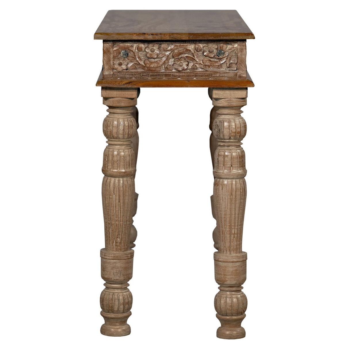 Farmhouse Style Solid Wood Carved 48" Long Distressed Sofa Table