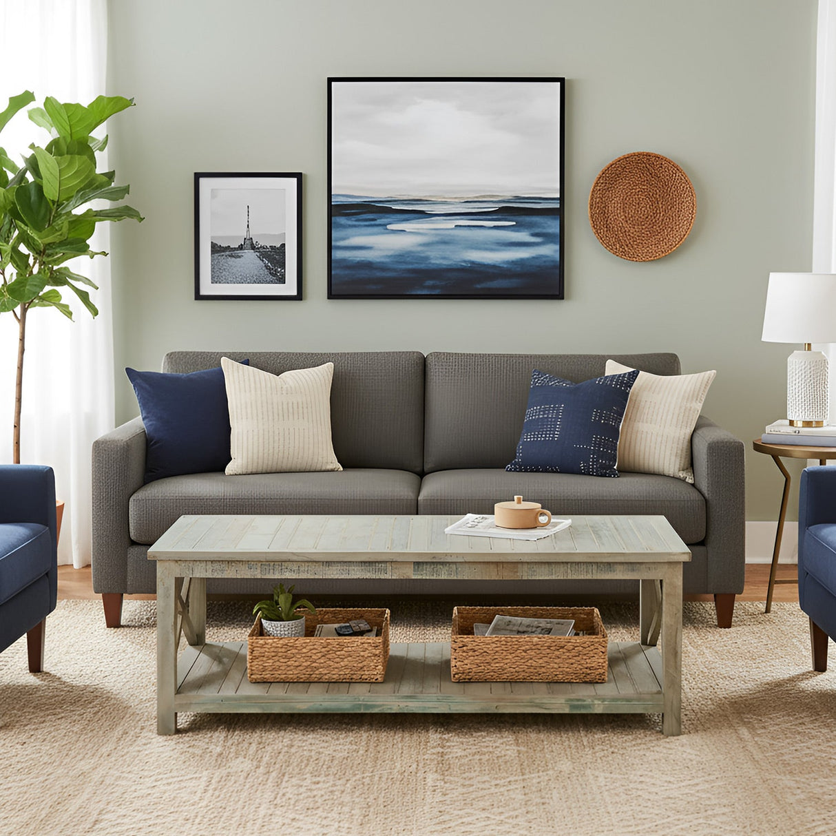 Distressed Reclaimed Wood Coastal Style Large Rectangle Coffee Table