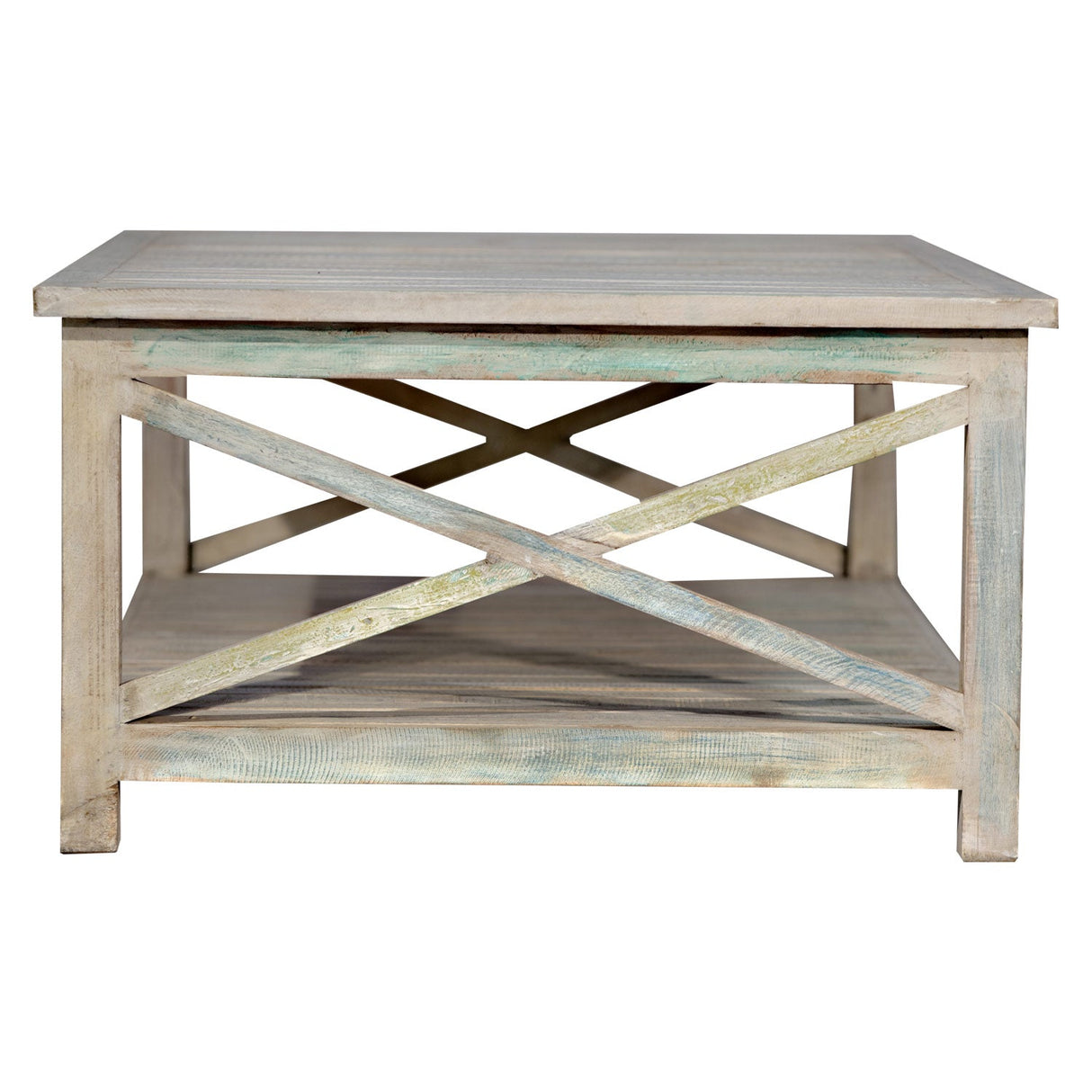 Distressed Reclaimed Wood Coastal Style Large Rectangle Coffee Table