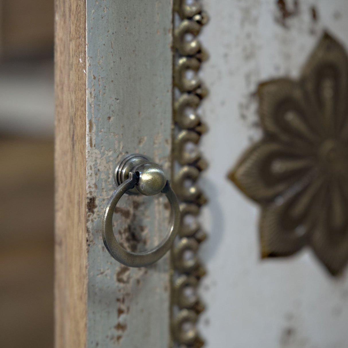 Mid Century Modern Solid Wood & Brass Accent Console With Drawers