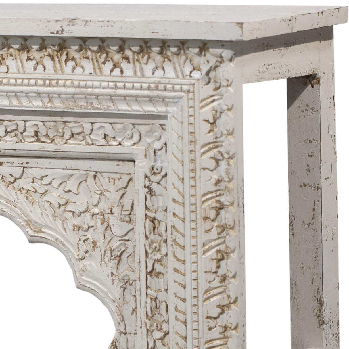 Mediterranean Style Carved Arch Solid Wood 60" Long Console Sofa Table