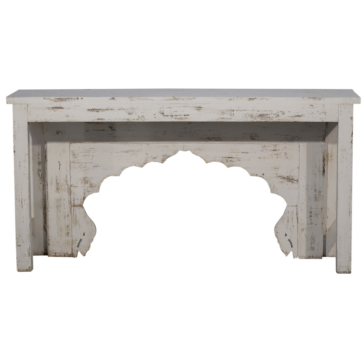 Mediterranean Style Carved Arch Solid Wood 60" Long Console Sofa Table