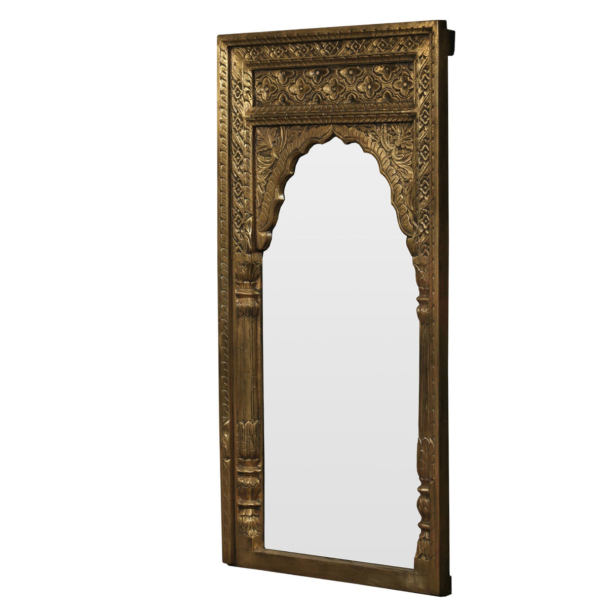 Elegant Gold Brass Foil Ornate 60" Tall Mirror