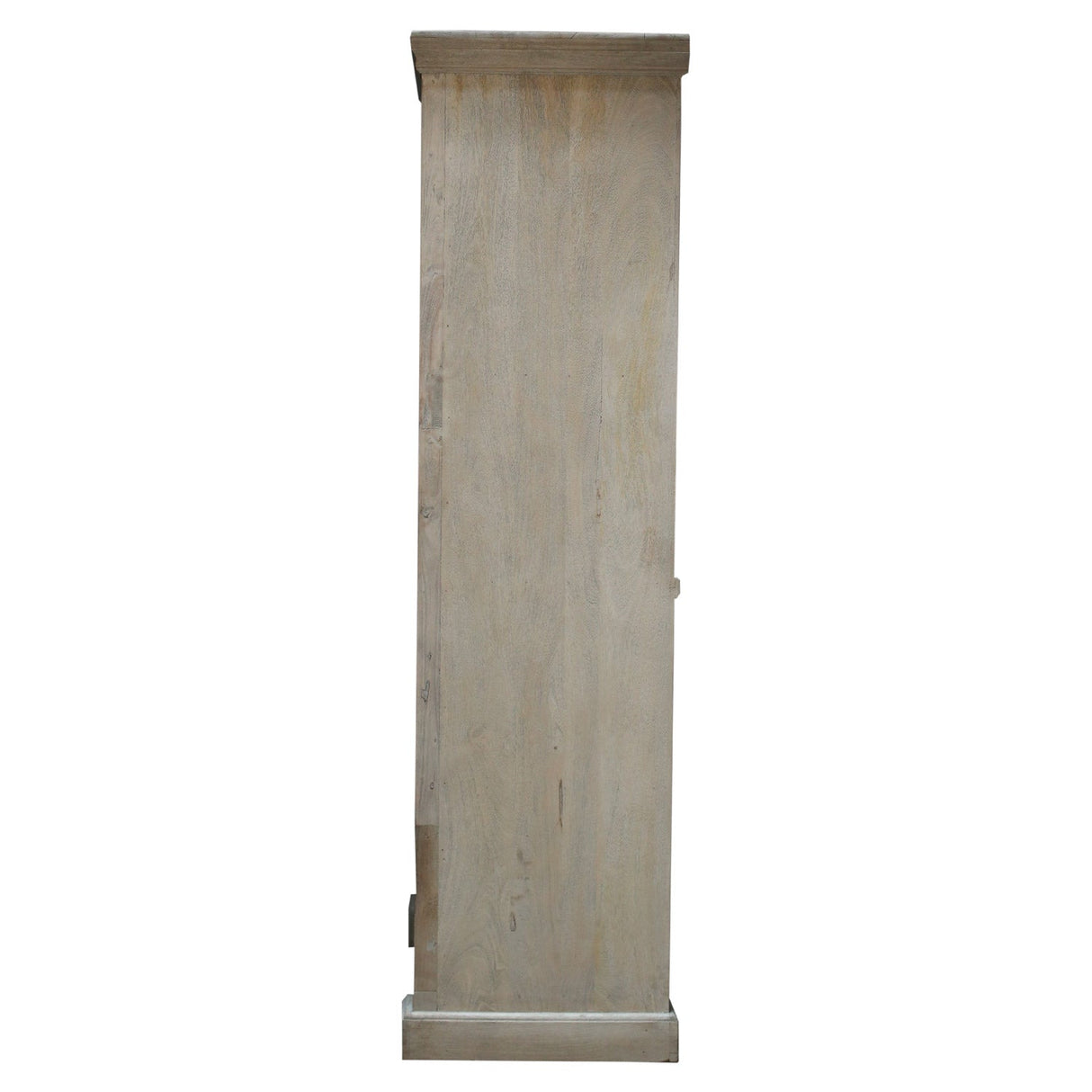 Eclectic Carved Frame Solid Wood Armoire With Glass Pane Doors