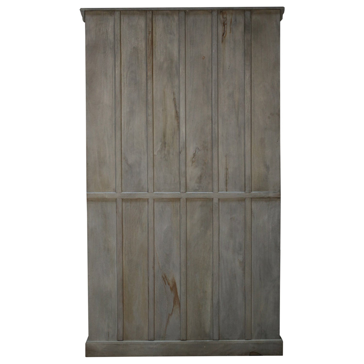 Eclectic Carved Frame Solid Wood Armoire With Glass Pane Doors