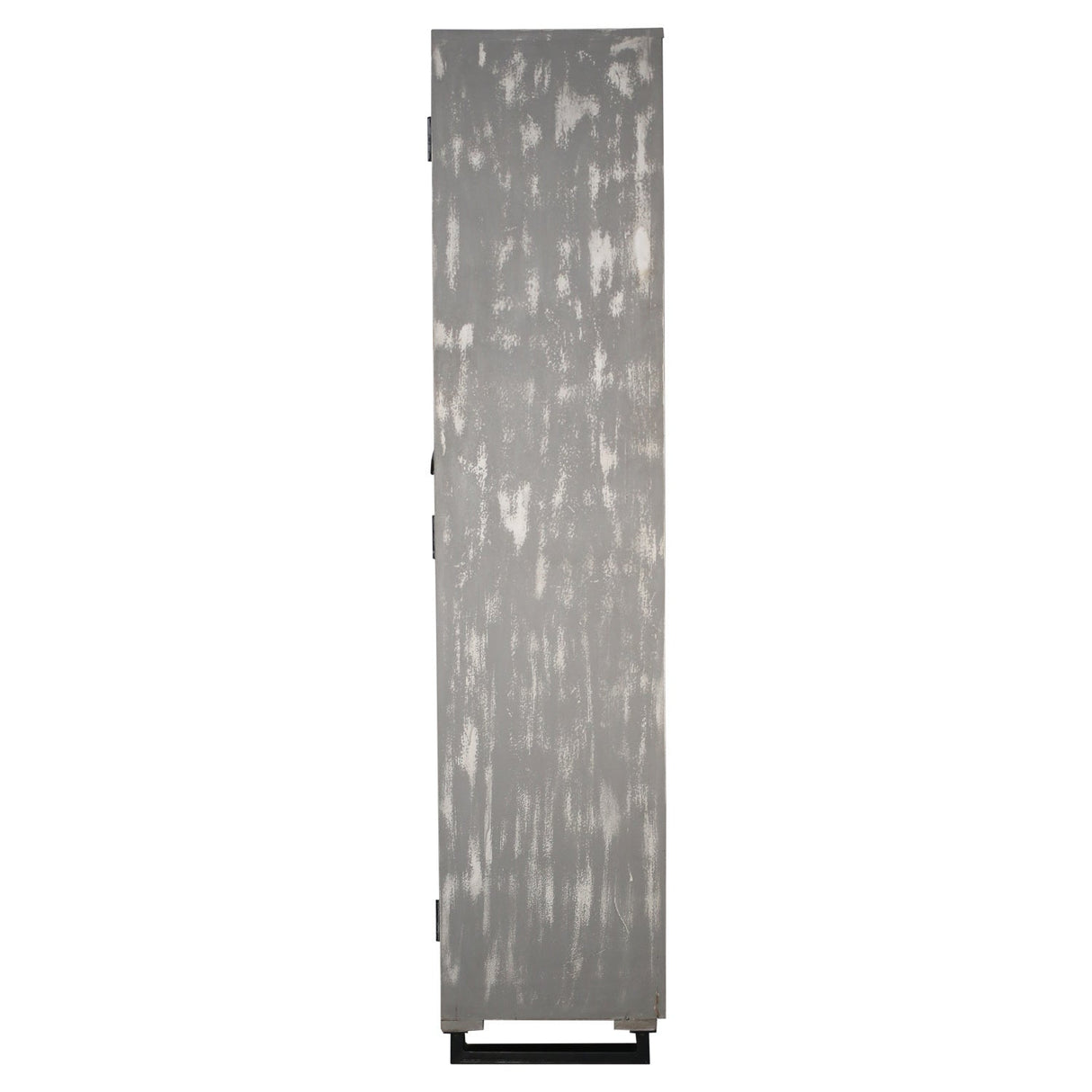 Mid Century Modern Carved Mango Wood Gray Distressed Armoire