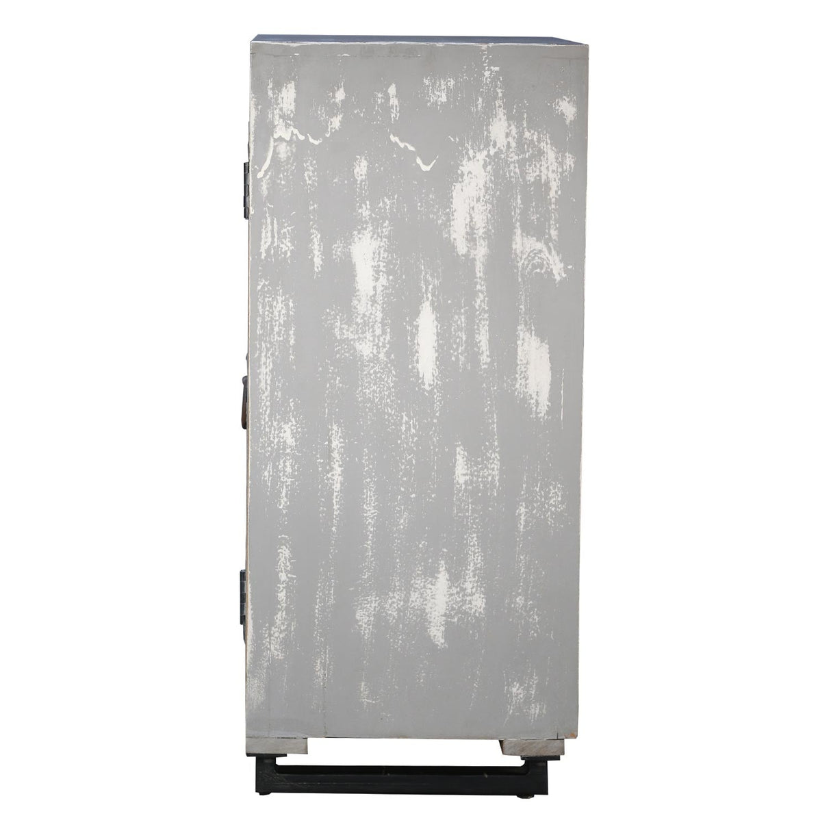 Gray 2-Door Carved Mango Wood Cabinet