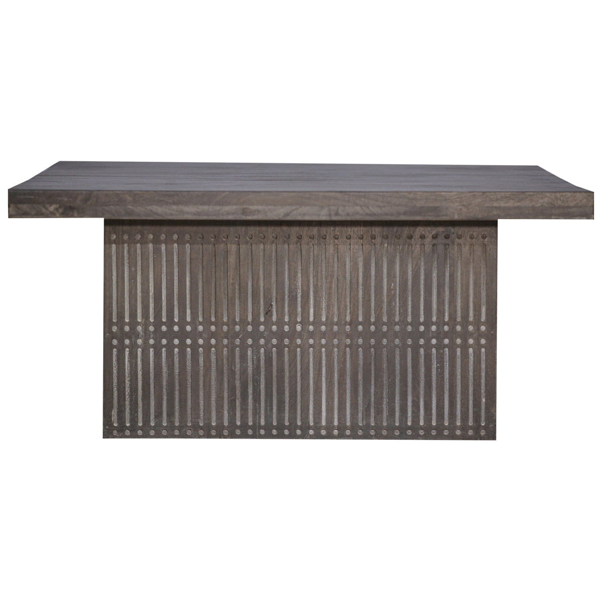 Modern Ash Gray Rib Carved Solid Wood 40" Square Coffee Table