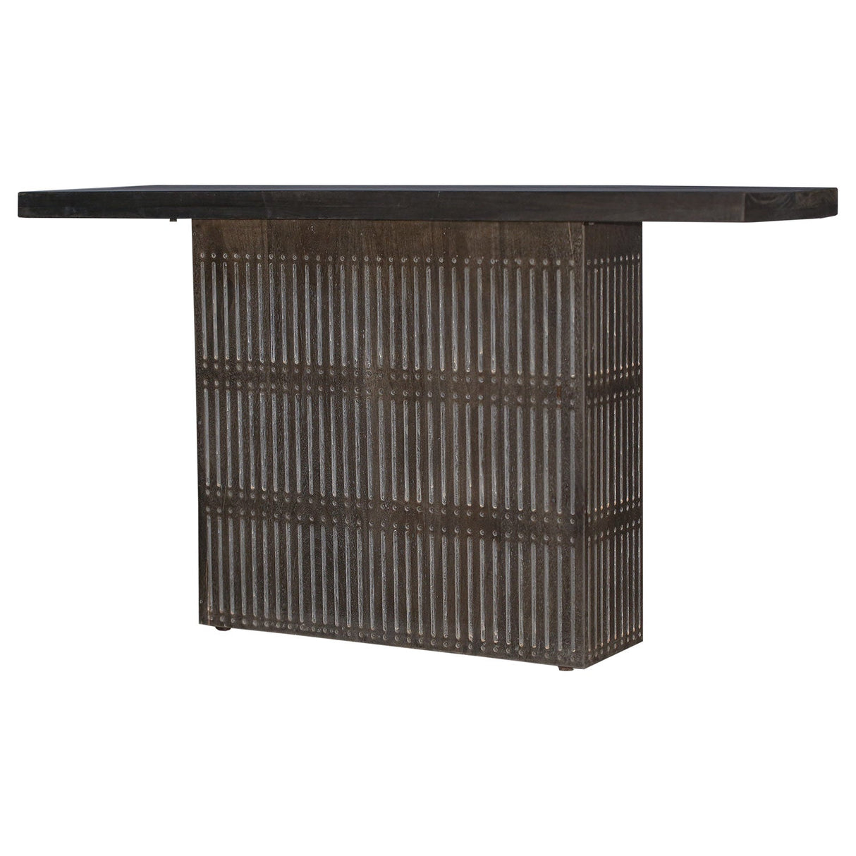 Modern Ash Gray Rib Carved Solid Wood 54" Long Console