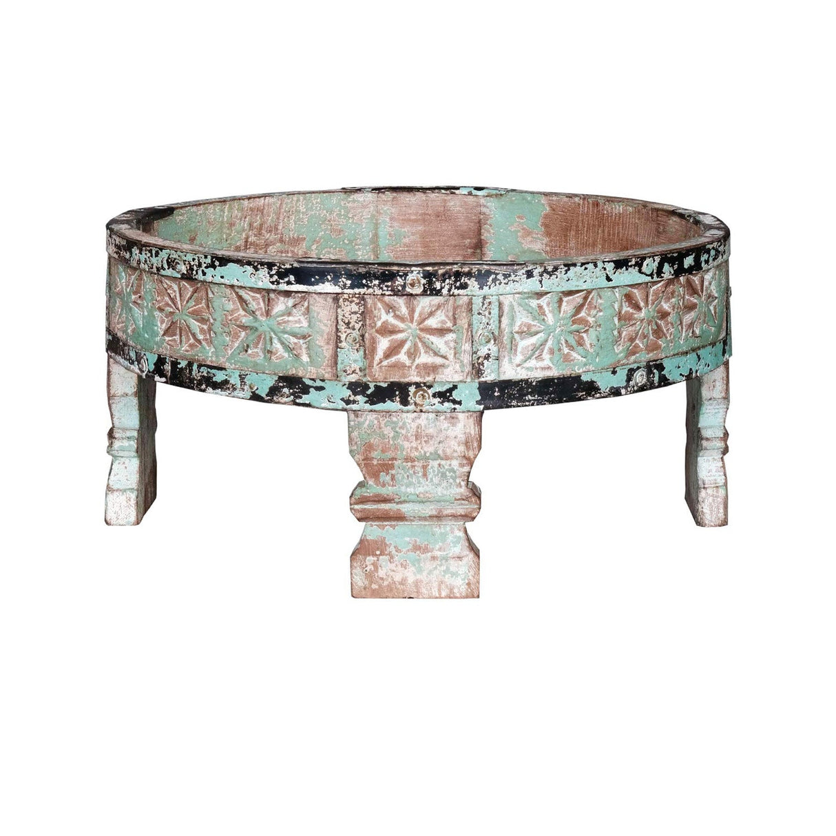 Distressed Carved Wooden Grinder Decorative Tray