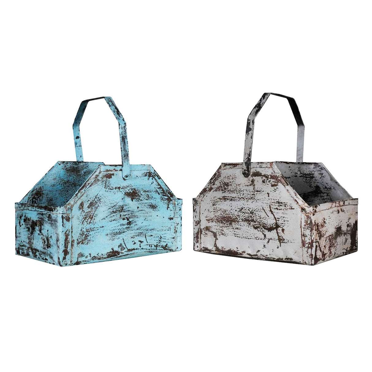 Farmhouse Style Distressed Metal Basket