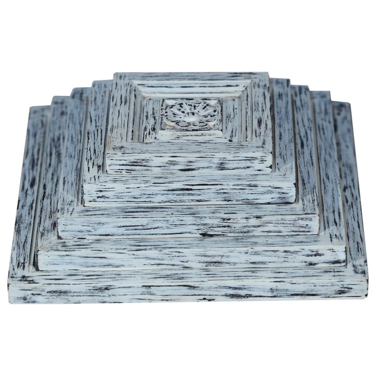 Farmhouse Style Hand Carved Distressed White Solid Wood Panels - Set Of 5