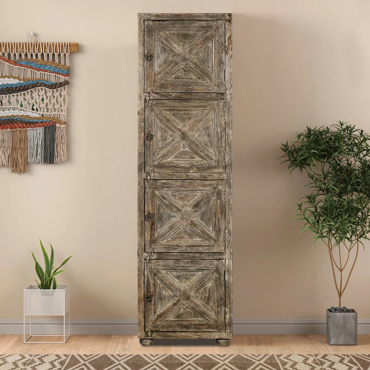 Farmhouse Style Solid Wood 79" Tall Linen Closet