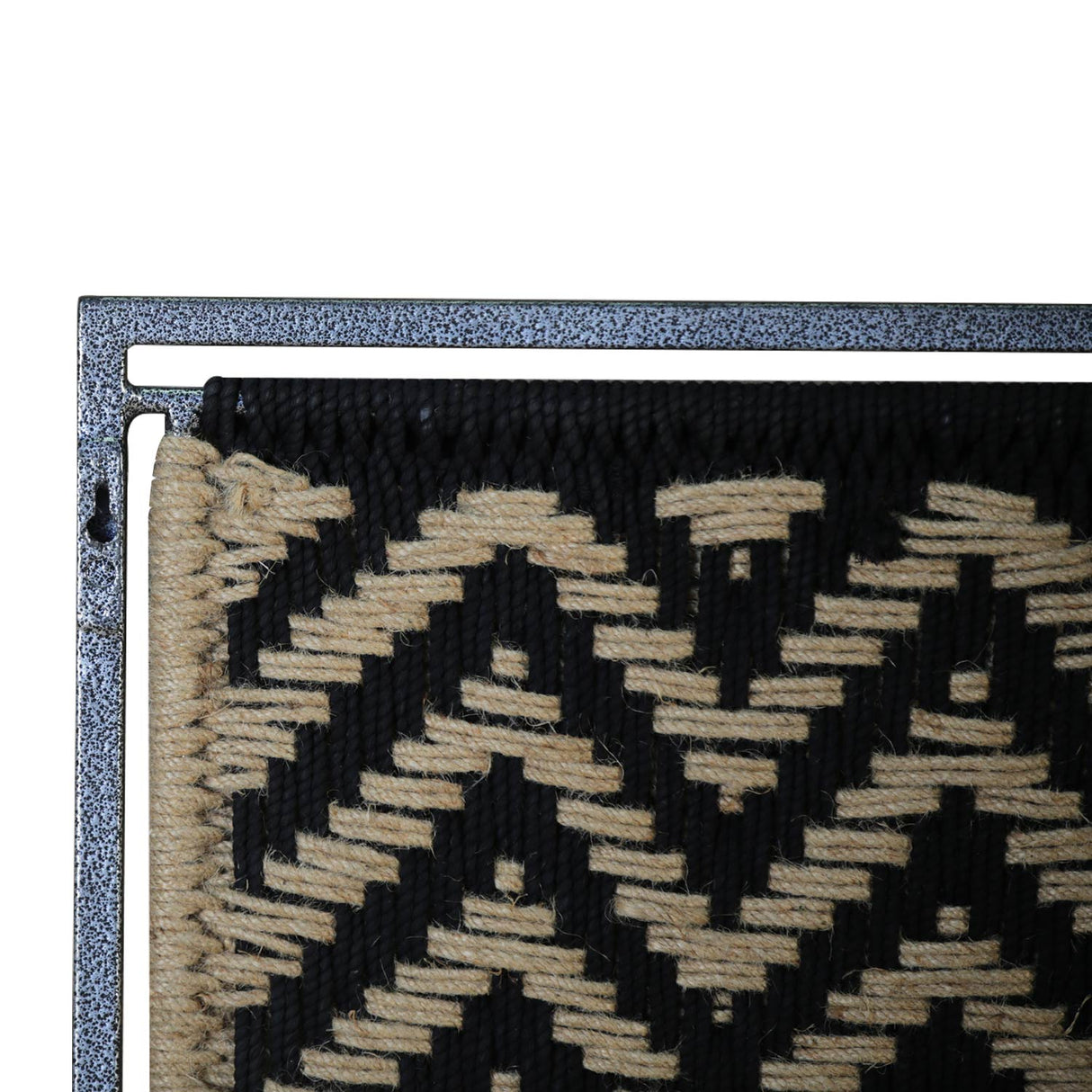 Handmade Black And Brown Natural Woven Jute Wall Art In Metal Frame