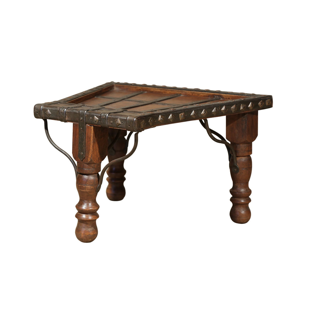 Ox Cart Style 12" Tall Display Table With Iron Accent