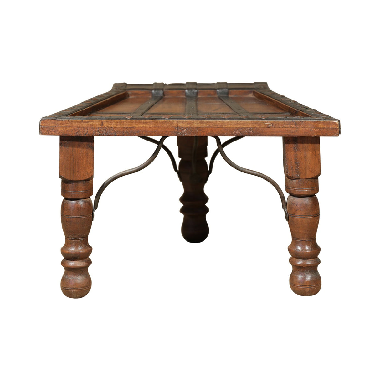Ox Cart Style 12" Tall Display Table With Iron Accent