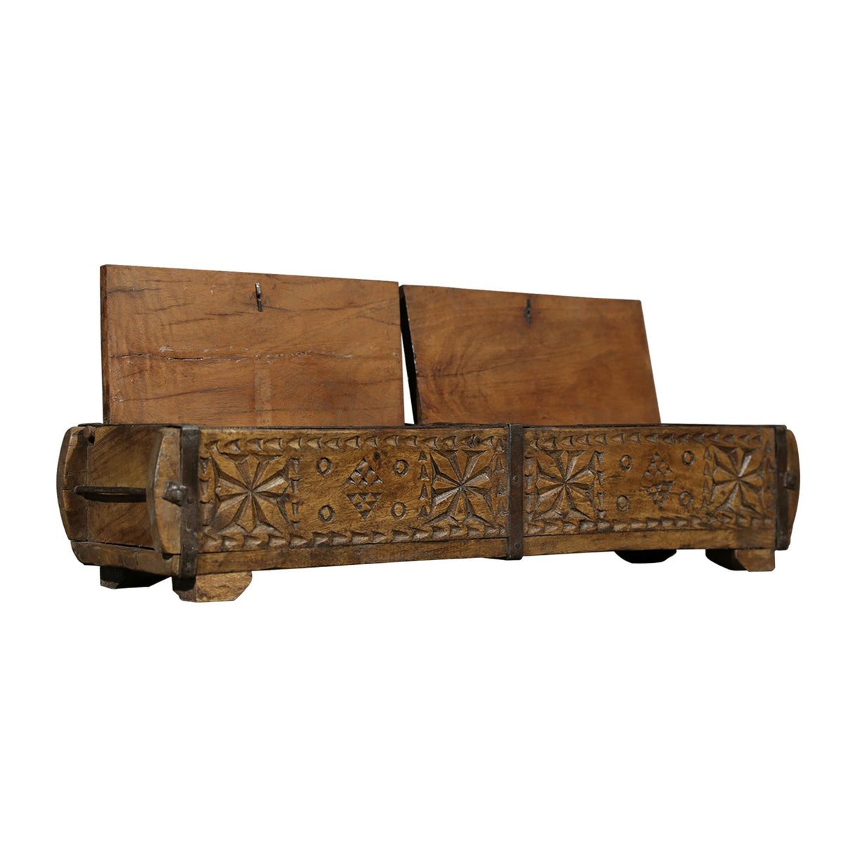 Hand Carved 23" Long Wooden Double Box