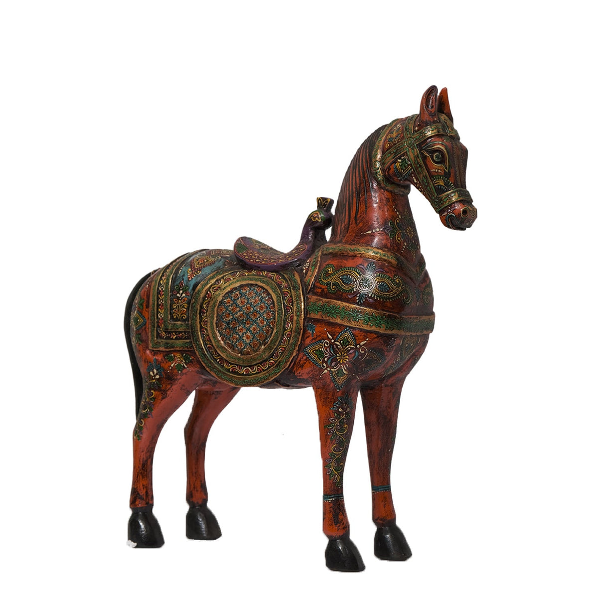 Artistically Hand Painted 24" Tall Wooden Horse Statue