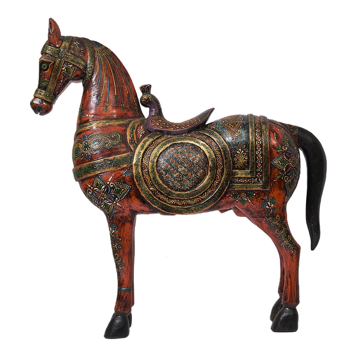 Art Deco Style Hand Painted Wooden 30 Inches Tall Horse Statue