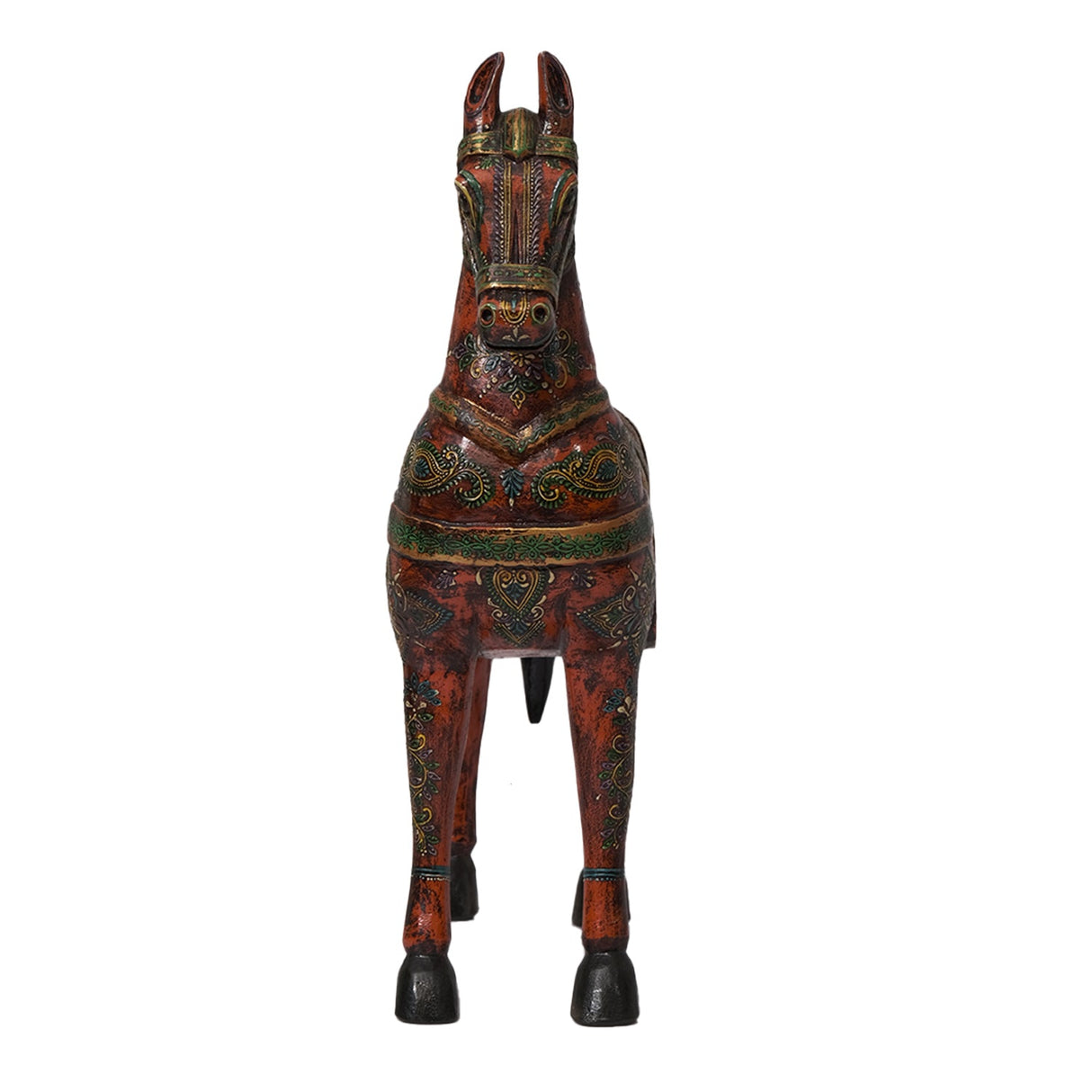 Art Deco Style Hand Painted Wooden 30 Inches Tall Horse Statue