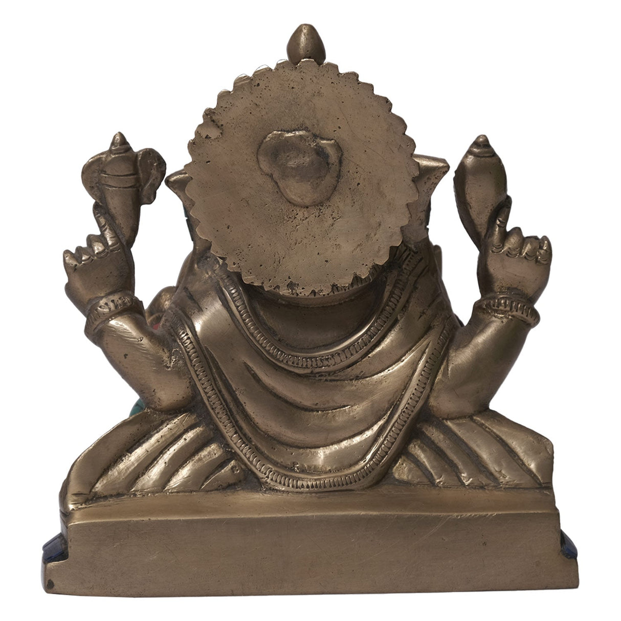Handmade Brass "Ganesha" Statue With Semi-Preciuos Stone Overlay