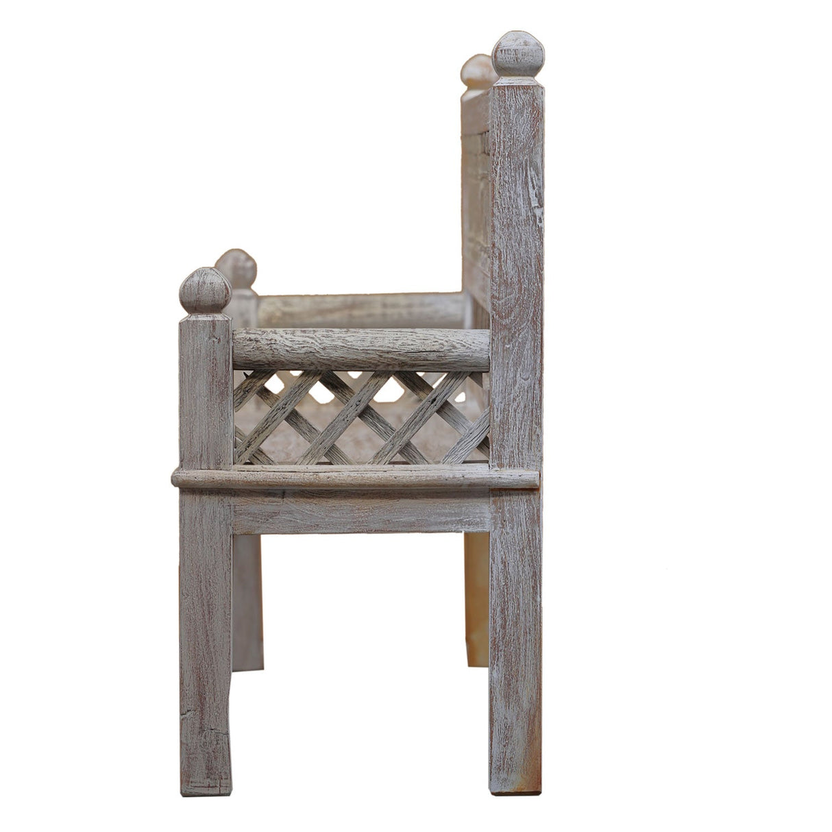 Farmhouse Style White Distressed Finished 3-Seater Solid Wood 63" Long Bench