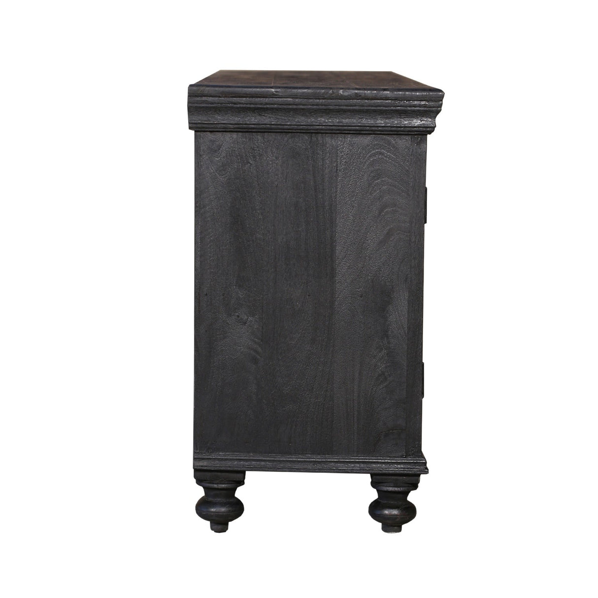 Distressed Ash Gray Finish Media Console With Grill Accents