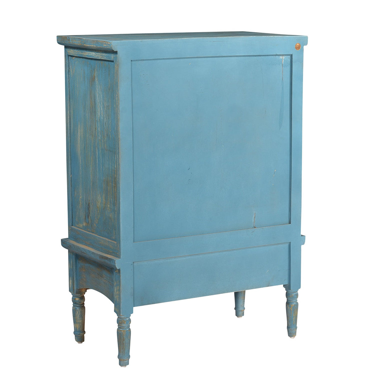 Farmhouse Style Lattice Carved Solid Wood 32" Wide 2 Door Storage Cabinet