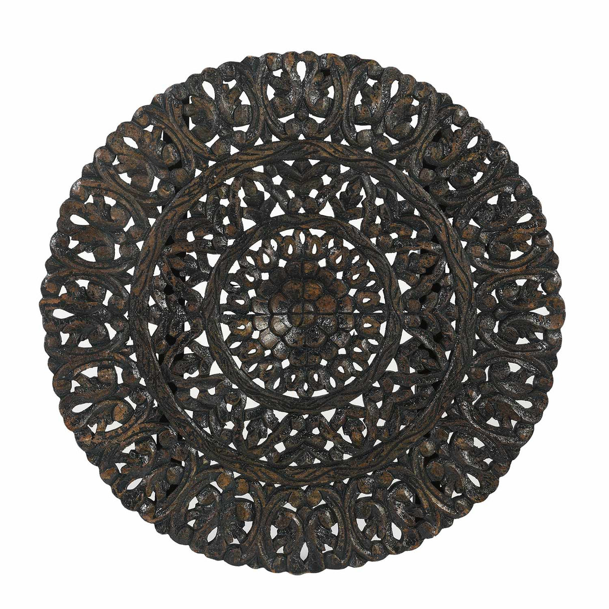 24" Round Lattice Carved Solid Wood Wall Panel