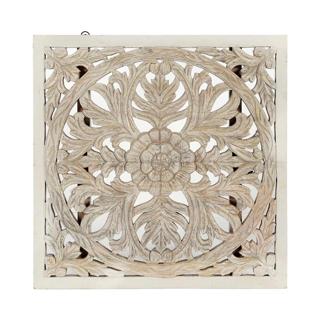 Farmhouse Style 27" Square Lattice Carved Solid Wood Wall Panel