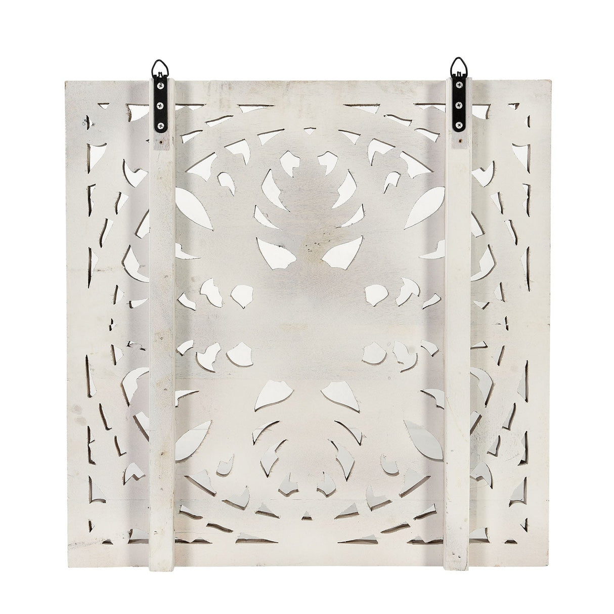 Farmhouse Style 27" Square Lattice Carved Solid Wood Wall Panel