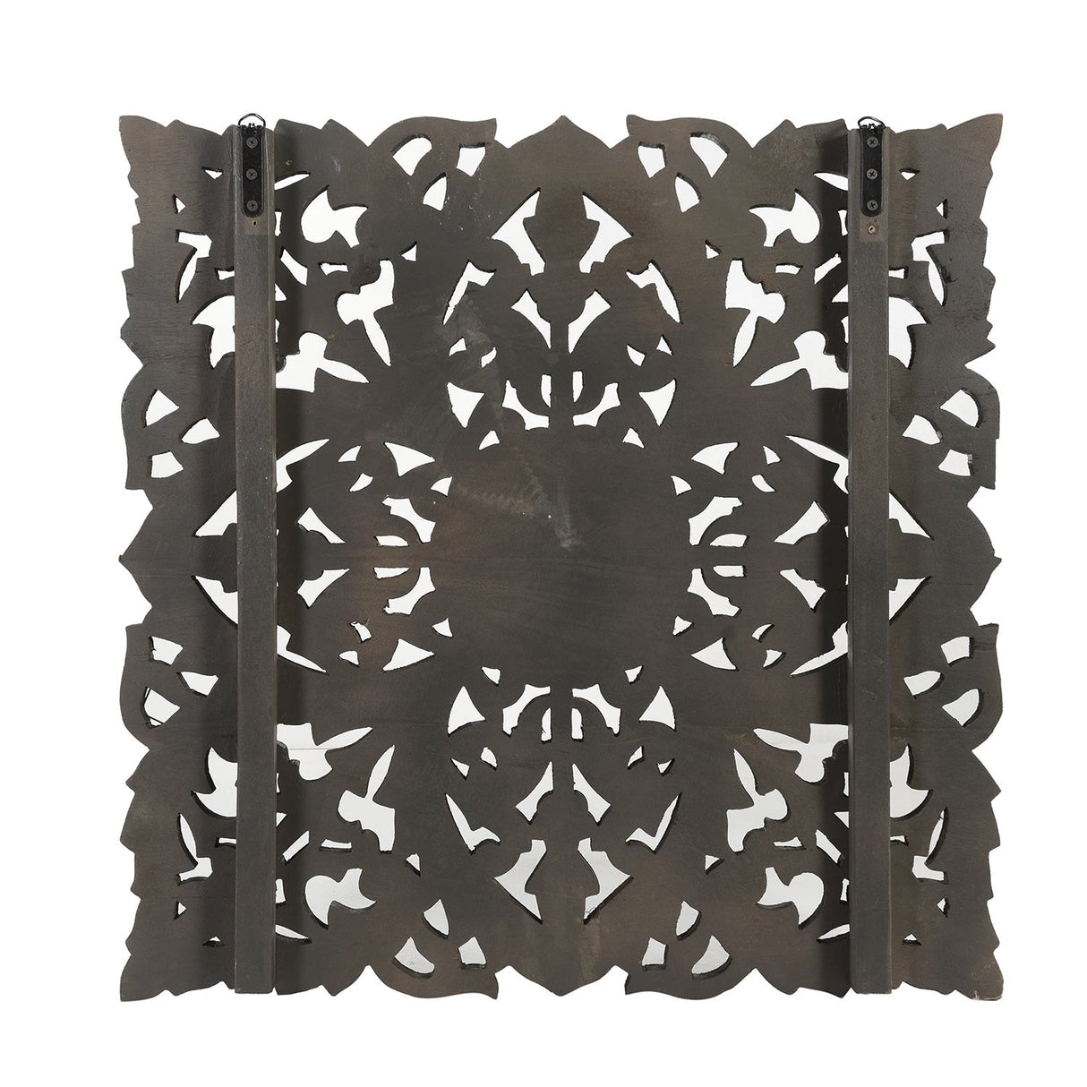 27" Square Lattice Carved Solid Wood Panel - Ash Gray