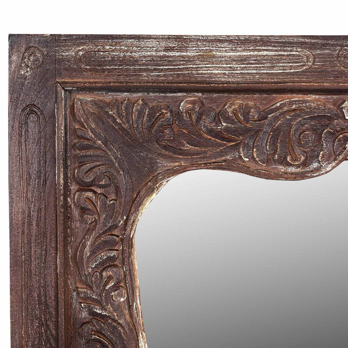 Distressed Carved 3' x 4' Solid Wood Vanity Mirror