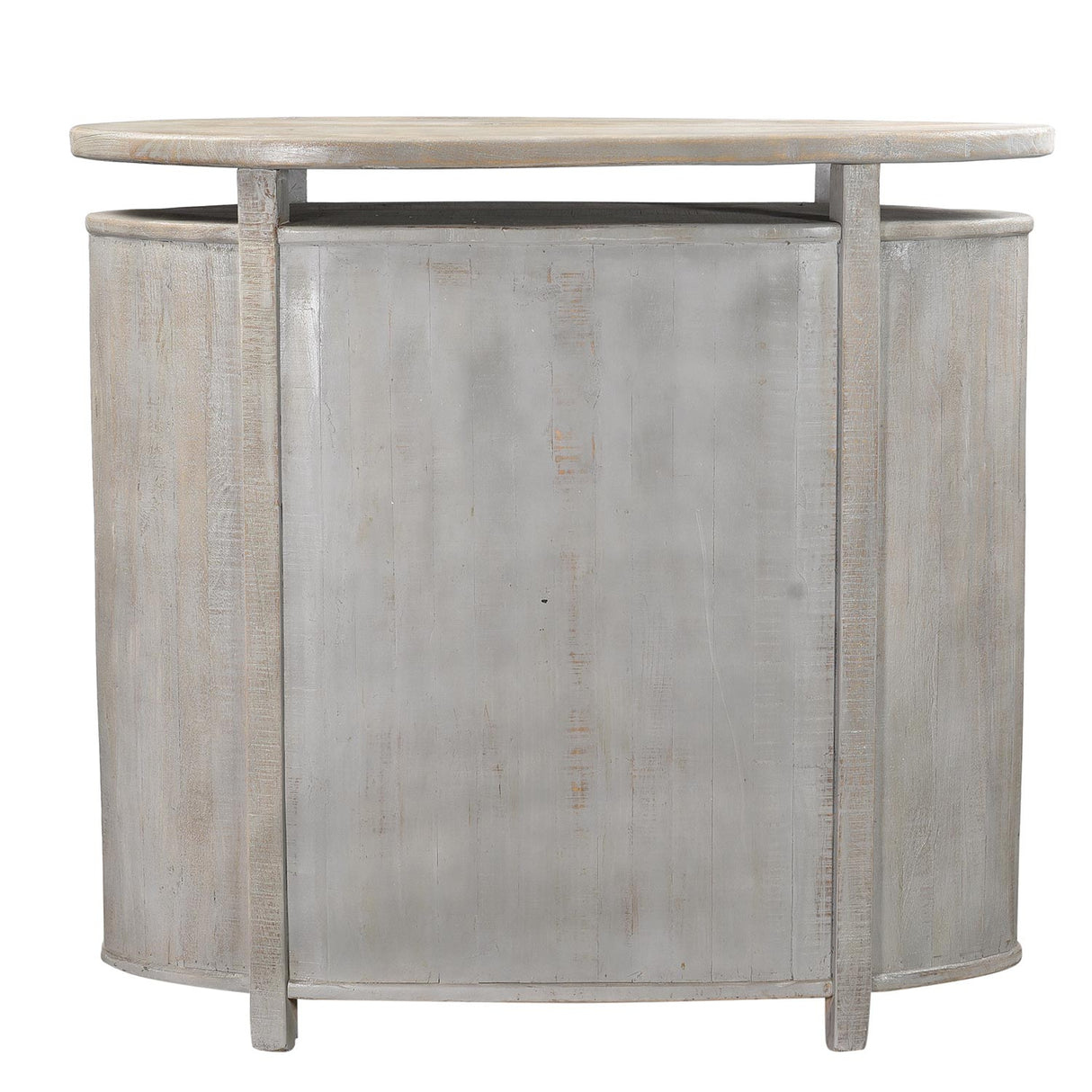 Mid Century Mod Oval 4 Drawers Solid Wood Dresser In Distressed White