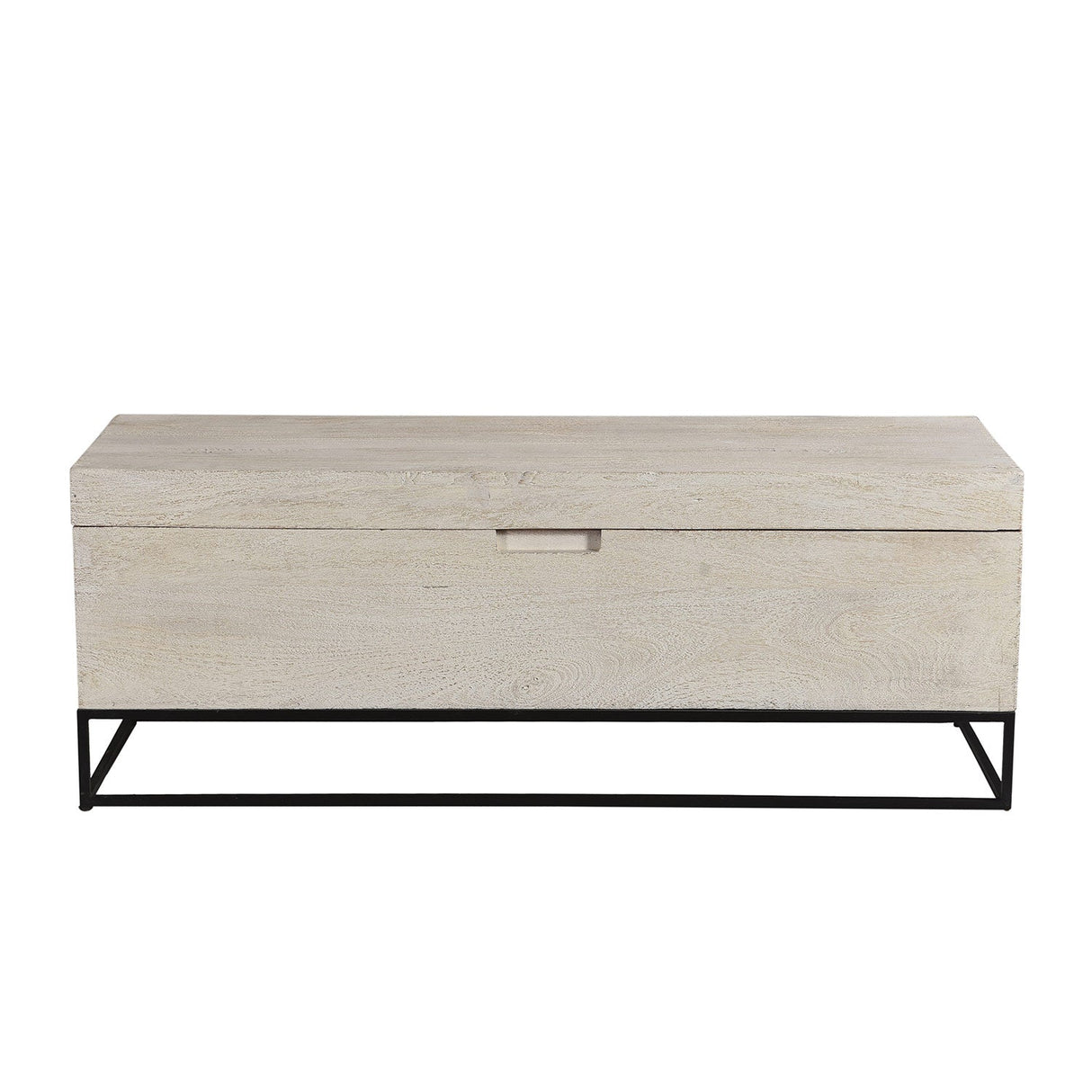 Modern Solid Wood 46" Long Bed End Chest On Metal Stand
