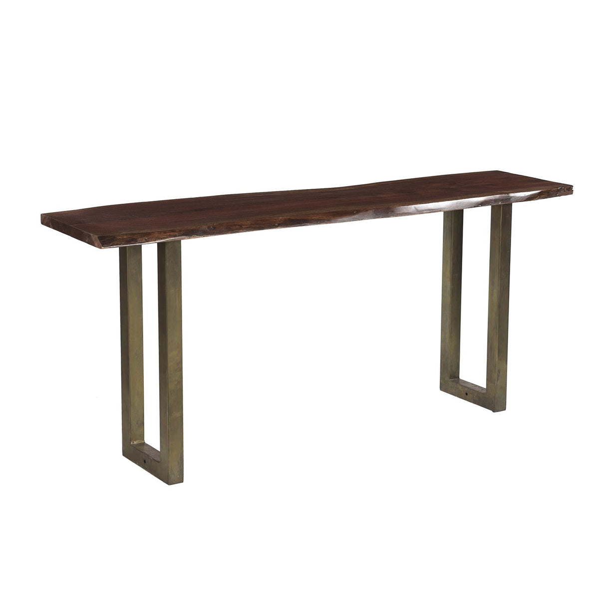 Modern Live Edge Solid Wood Top Console With Chrome Base