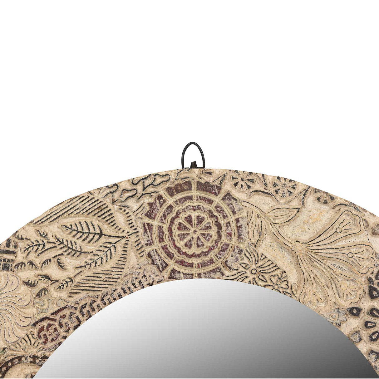 Distressed Fabric Printing Blocks Repurposed 22" Round Decorative Mirror