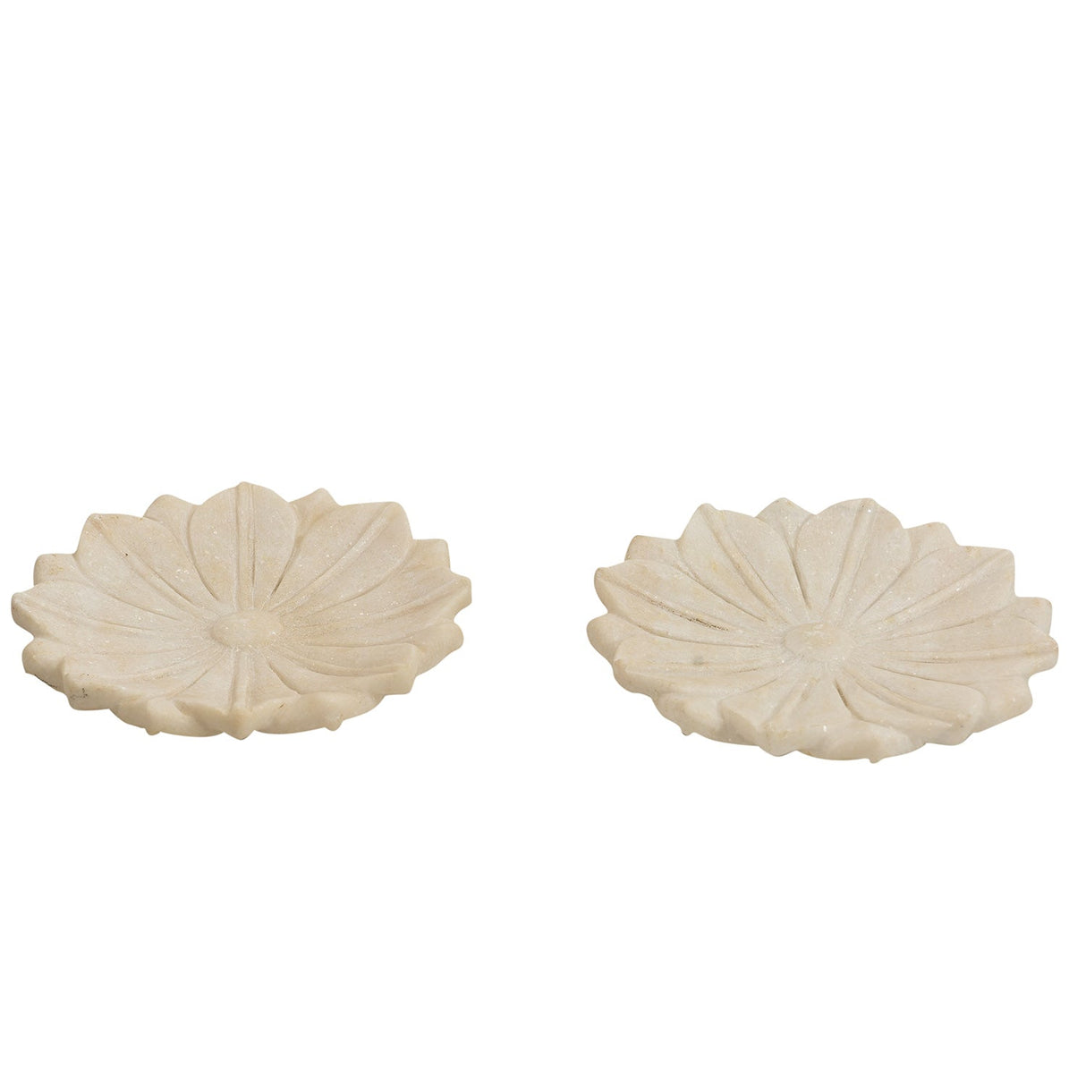 Lotus Carved 8" Round Marble Platter Catchall