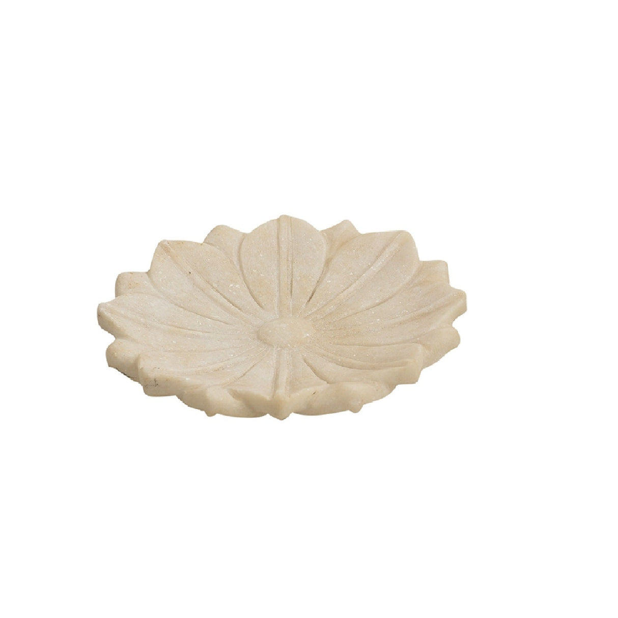Lotus Carved 8" Round Marble Platter Catchall