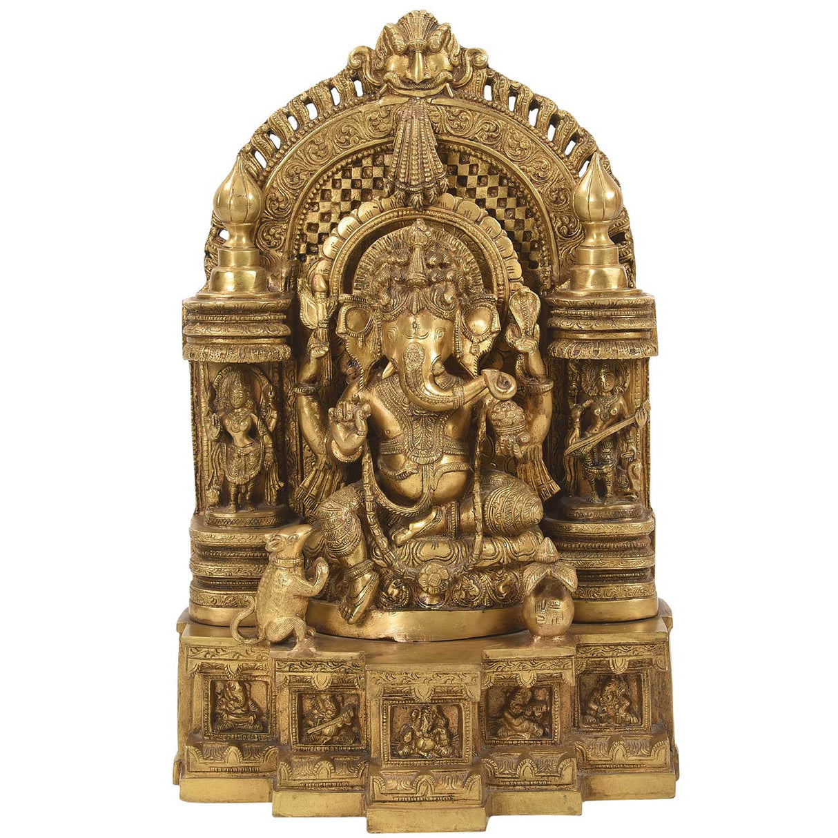 Ornate Indian Traditional Brass Ganesha Statue